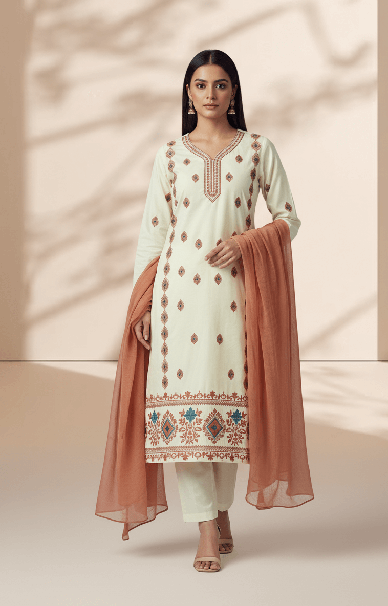 unstitched suit Three-piece cotton